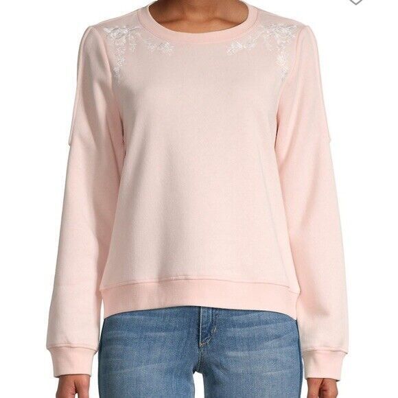 Rebecca Minkoff Jenn Cold Shoulder Sweatshirt Pink Medium 6 - Picture 1 of 11